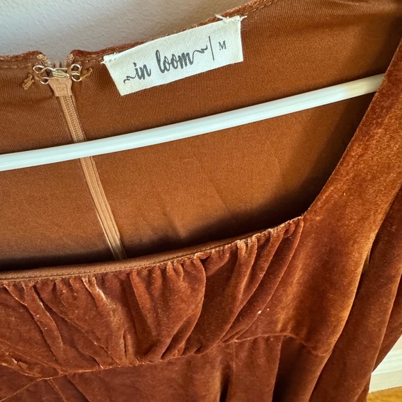 Camel Velvet Ruched Top Dress - Picture 3 of 3